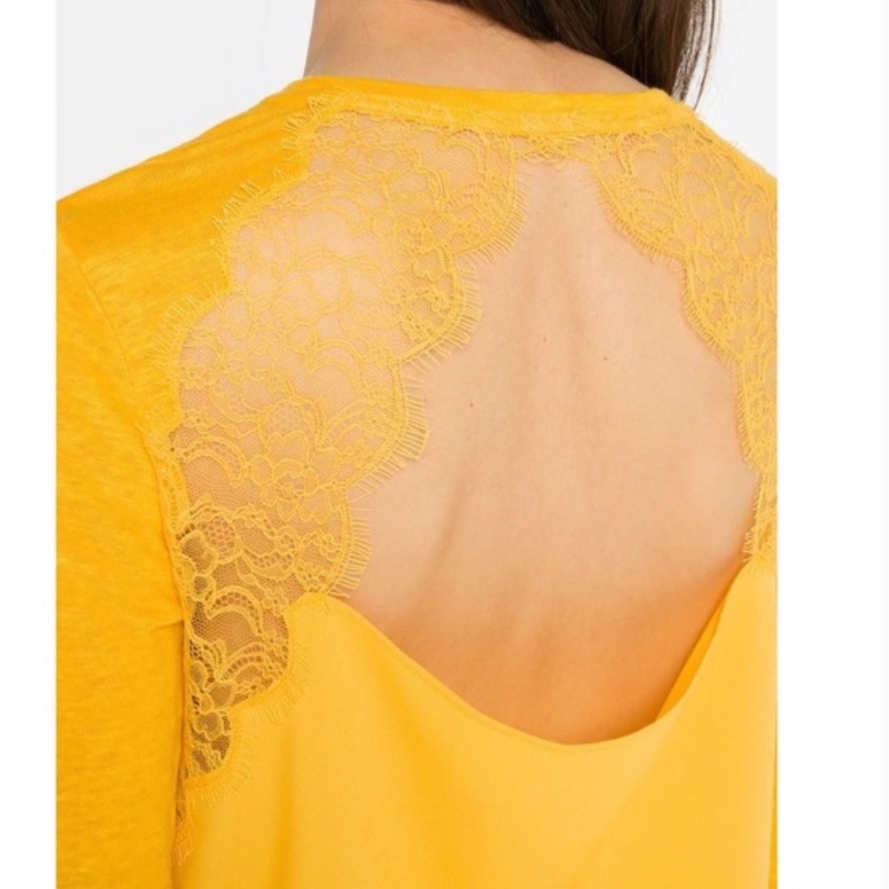 Sandro Paris Lace Back Linen Blouse Top 1